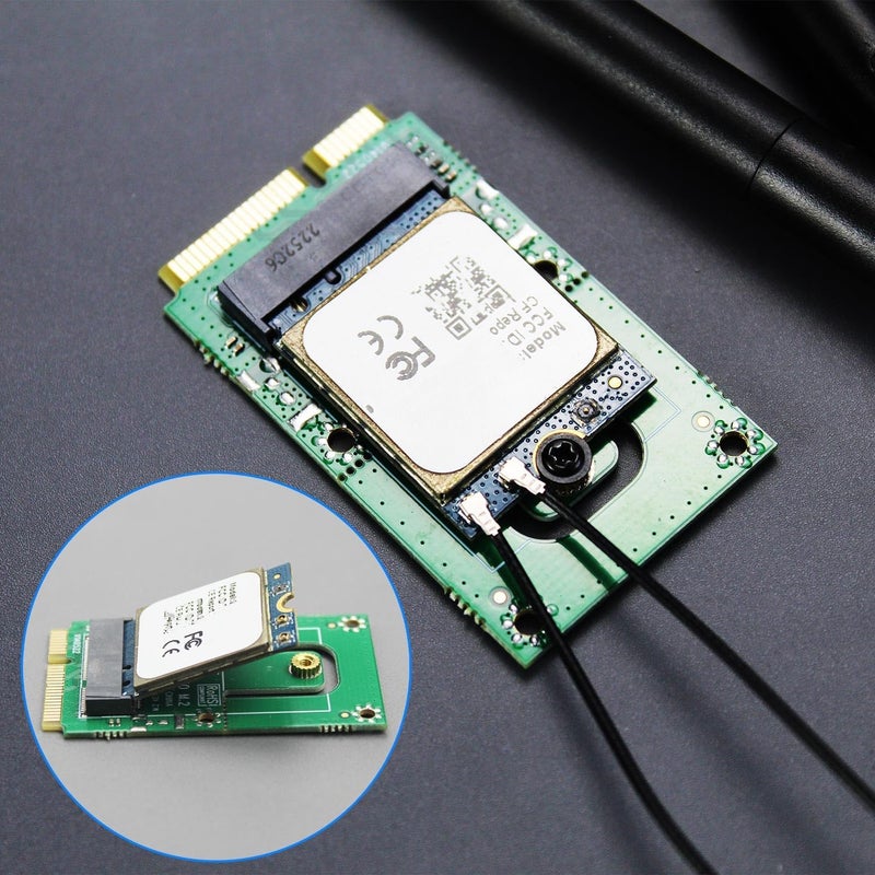 GLOTRENDS محول واي فاي WA03 M.2 Key E إلى Mini PCIe لوحدة واي فاي M.2 4/5/6/6e/7/Coral TPU، مع مجموعات هوائيات SMA 3.5-dBi - Image 3